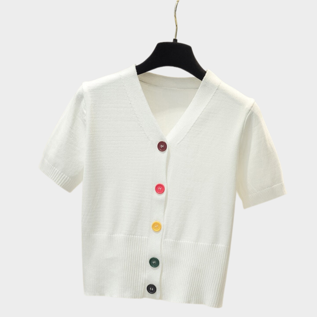 Blusa Tricot Botões Coloridos - RainBow