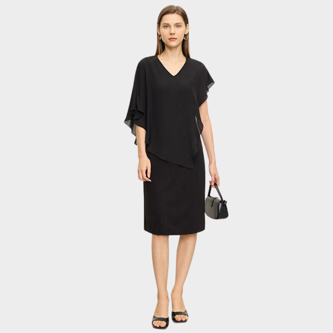 Vestido Midi Chiffon de Gola V Social - Bat