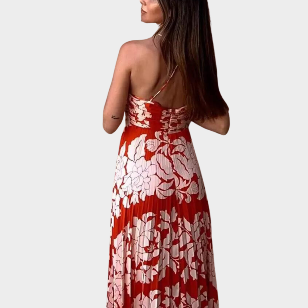 Vestido Estampado leve e Plissado Verão - Lunna