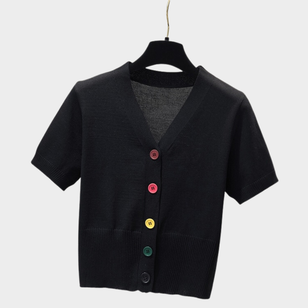 Blusa Tricot Botões Coloridos - RainBow