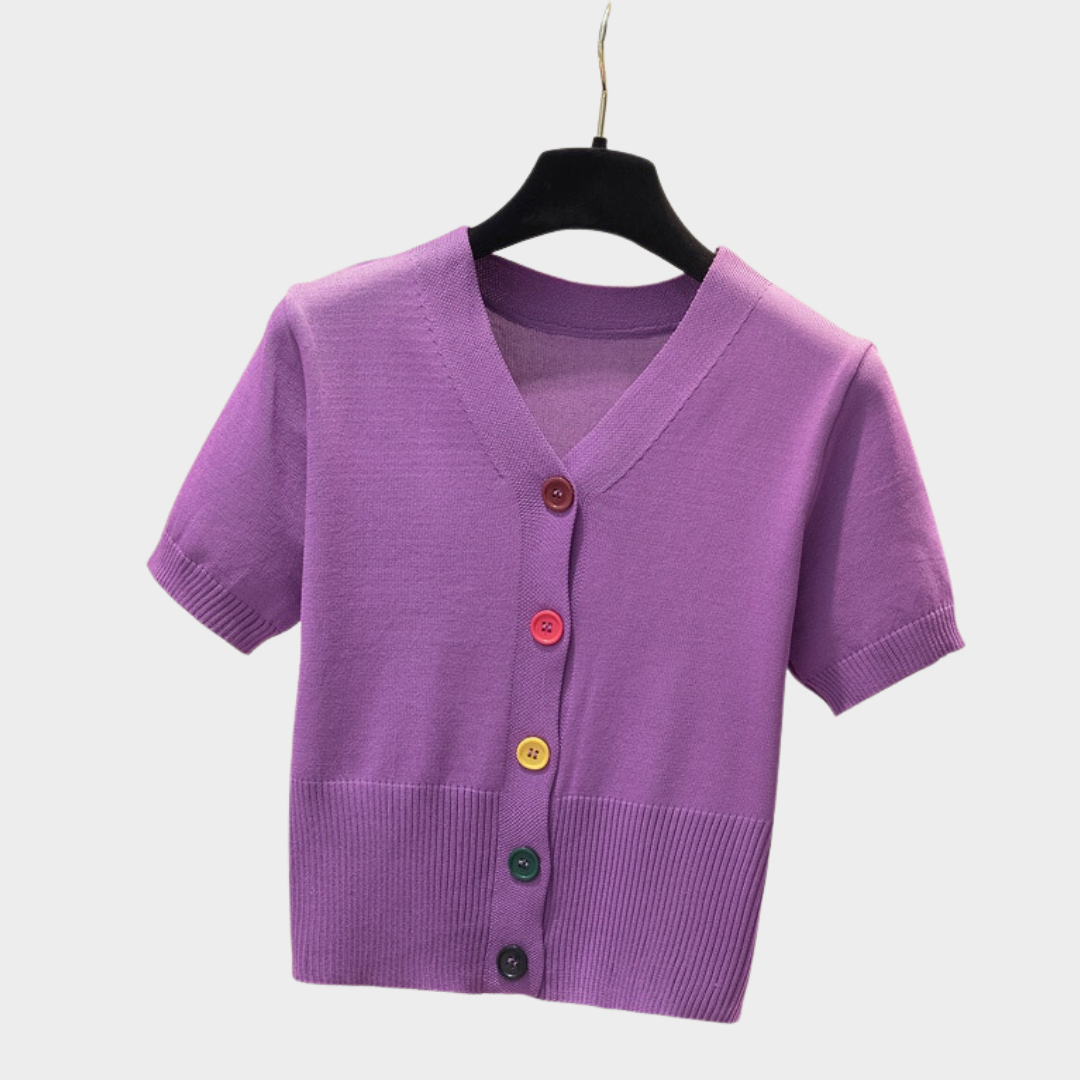 Blusa Tricot Botões Coloridos - RainBow