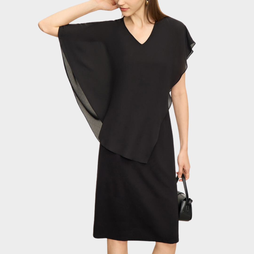 Vestido Midi Chiffon de Gola V Social - Bat