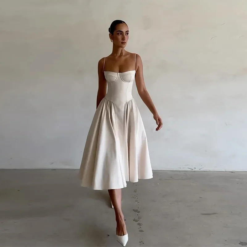 Vestido Midi com Alcinha e Shape Meia Taça - Cicília