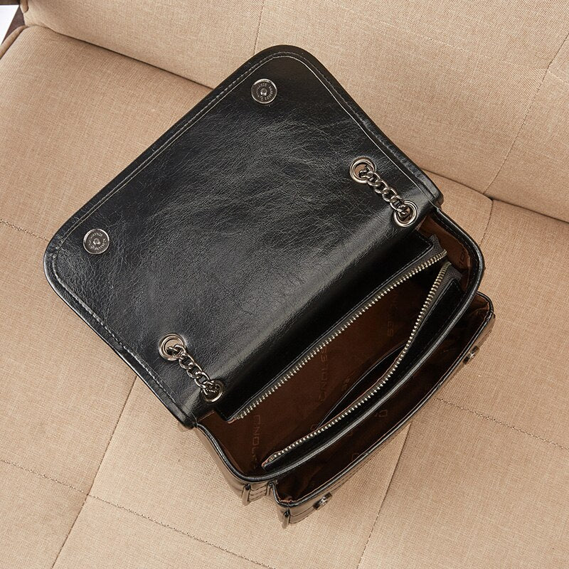 Bolsa Cross Body Look Vintage Dois Compartimentos Correntes Metal - Rock SF