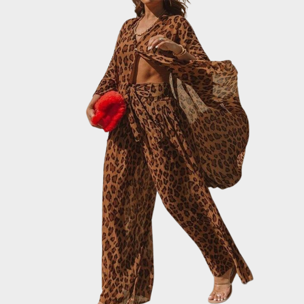 Conjunto Estampado Blusa + Calça - Leopardo